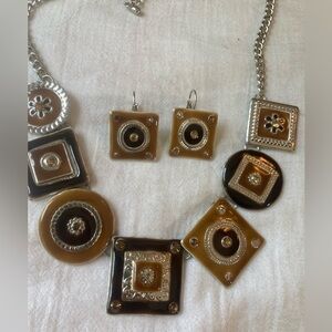 Earth Tone Enameled‎ Necklace & Earrings Set